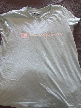 Champion Girls Light Mint Short Sleeve Tee with Pink Logo